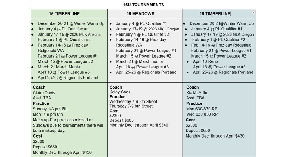 SEASON FEES & SCHEDULE